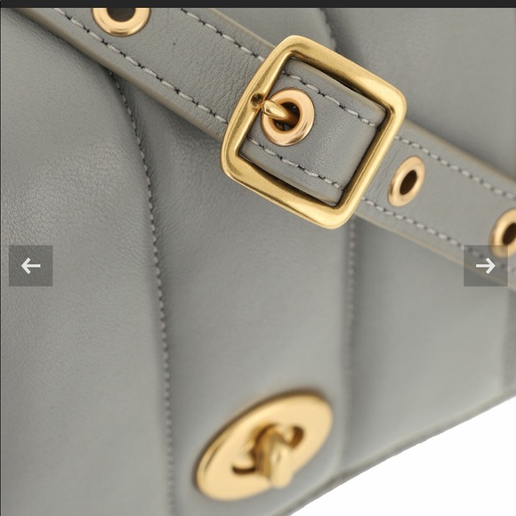 Coach Originals Quilted Turnlock Convertible Dinky 18 Leather Bag Granite Grey - Picture 8 of 11